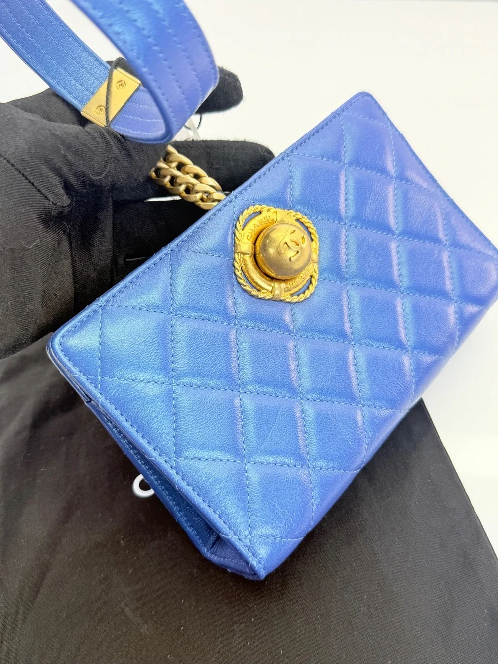Chanel Evening by the Sea Blue Quilted Clutch Bag